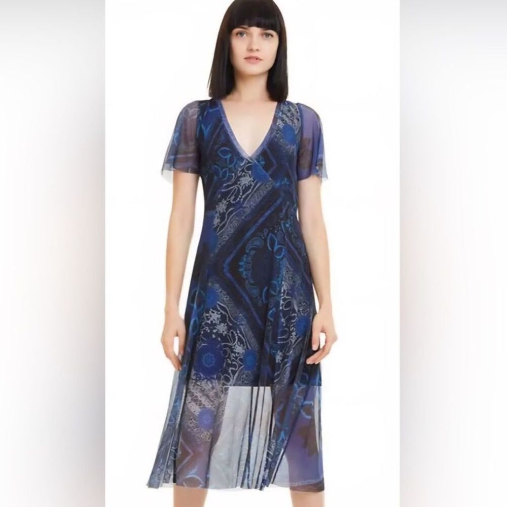 Desigual Terry Semi Sheer Midi Dress M